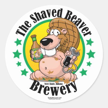Shaved Beaver Brewery Classic Round Sticker by fightcancertees at Zazzle