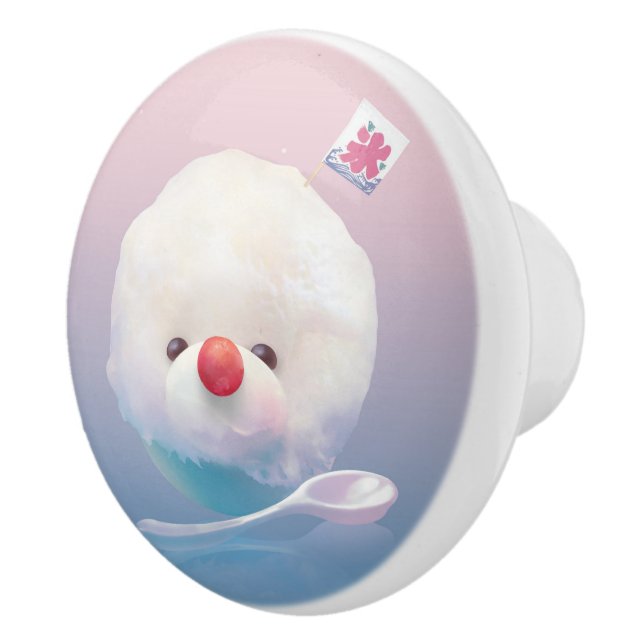 Shaved Ice Pup: Smiling Bichon Summer Dessert Ceramic Knob (Right)