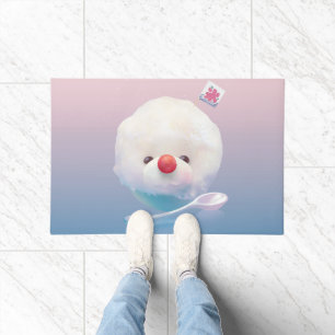 Shaved Ice Pup: Smiling Bichon Summer Dessert Doormat
