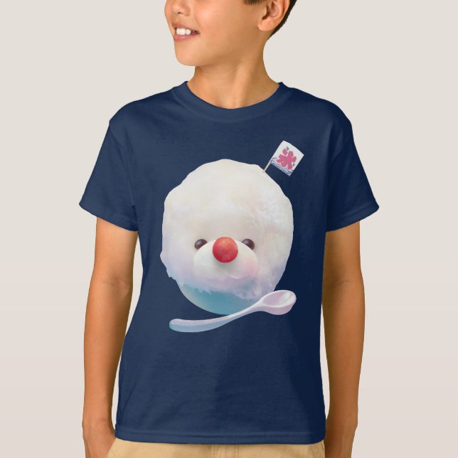 Shaved Ice Pup: Smiling Bichon Summer Dessert T-Shirt (Front)