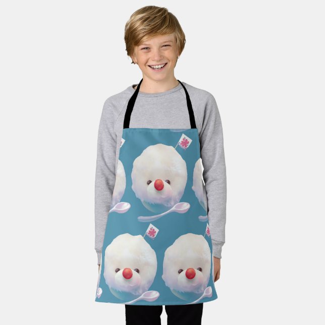 Shaved Ice Pup – Summer Bichon Pattern Apron (Worn)