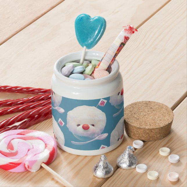 Shaved Ice Pup – Summer Bichon Pattern Candy Jar (In Situ)
