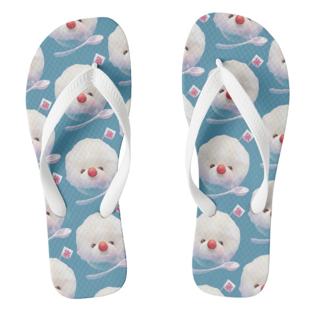 Shaved Ice Pup – Summer Bichon Pattern Flip Flops (Footbed)