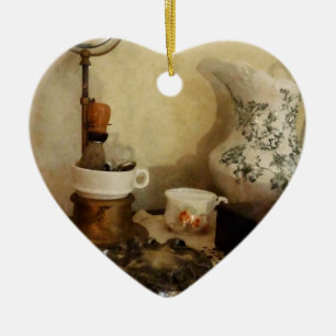 Shaving Brush Mug and Mirror Ceramic Ornament