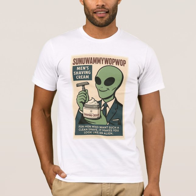 Shaving Cream Roswell Aliens Retro T-Shirt (Front)