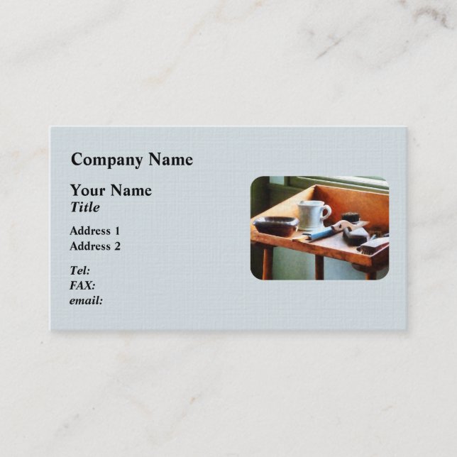 Shaving Mug, Razor and Brushes Business Card (Front)