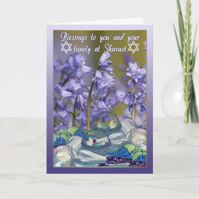 Shavuot Blessings - Shavuot Card With Bluebells (Front)