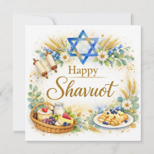Shavuot Greeting Card Star of David, Blue Jewish