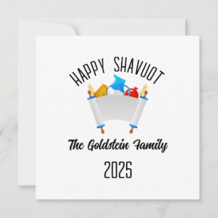 Shavuot Jewish Holiday Personalized Family Name Card