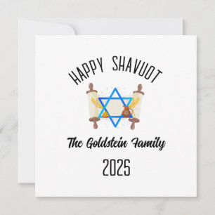 Shavuot Jewish Holiday Personalized Family Name Card