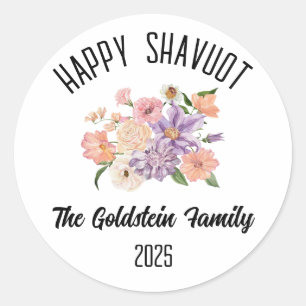 Shavuot Jewish Holiday Personalized Family Name Classic Round Sticker