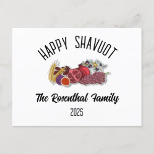 Shavuot Jewish Holiday Personalized Family Name Postcard