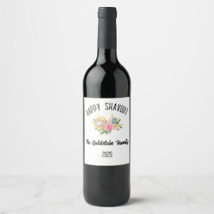 Shavuot Jewish Holiday Personalized Family Name Wine Label