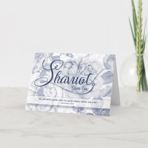 Shavuot Yom Tov Vintage Faded Blue Rose Pattern Card