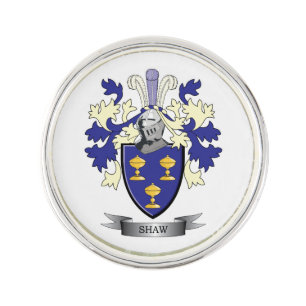 Shaw Family Crest Coat of Arms Lapel Pin