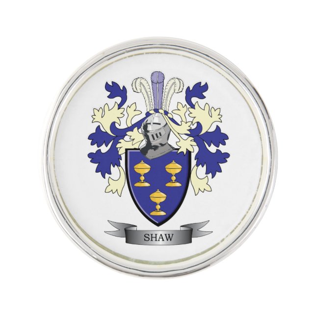 Shaw Family Crest Coat of Arms Lapel Pin (Front)