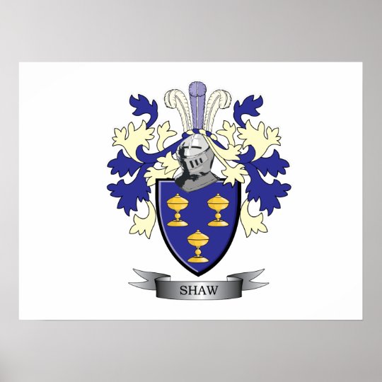 Shaw Family Crest Coat of Arms Poster