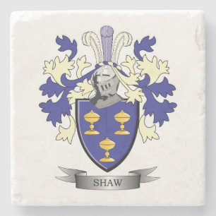 Shaw Family Crest Coat of Arms Stone Coaster