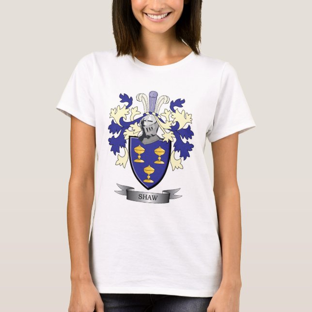 Shaw Family Crest Coat of Arms T-Shirt (Front)