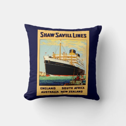 Shaw Savill Line Throw Pillow