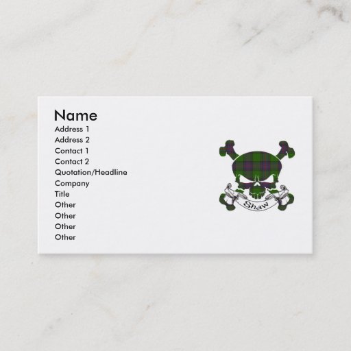 Customizable Shaw Tartan Skull Business Card Template