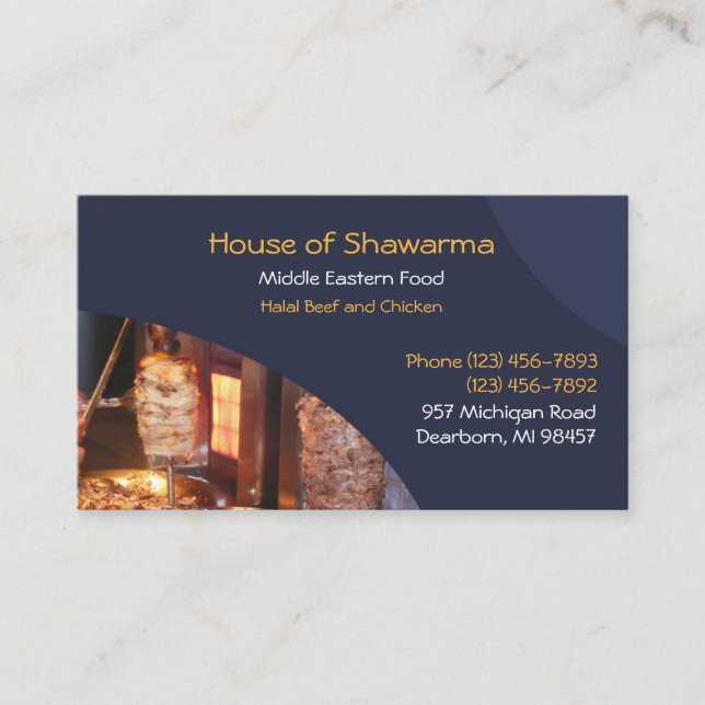 Shawarma Middle Eastern Business Card Template (Front)