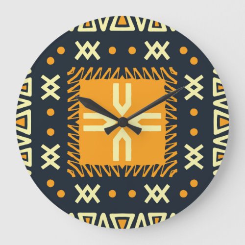 Shawl Design Indian Batik Square Large Clock