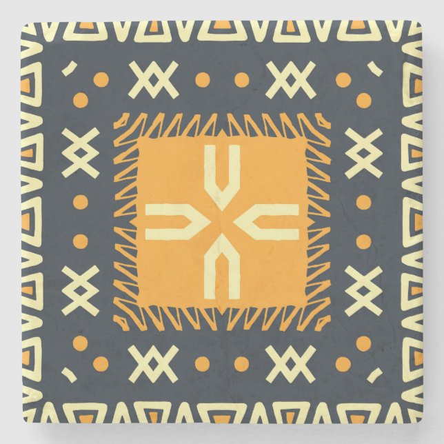 Shawl Design: Indian Batik Square. Stone Coaster (Front)