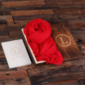 Shawl & Personalized Journal with Wood Box – Red (Inside)
