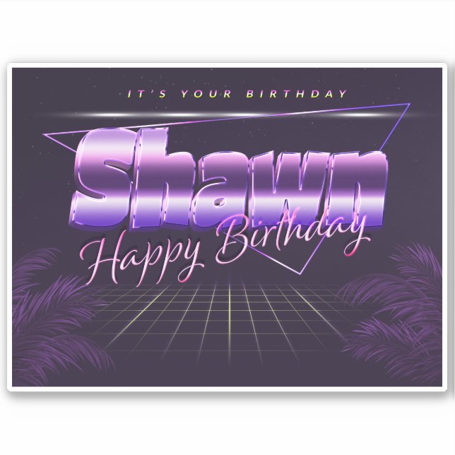 Shawn name first name lila retro sticker birthday (Front)