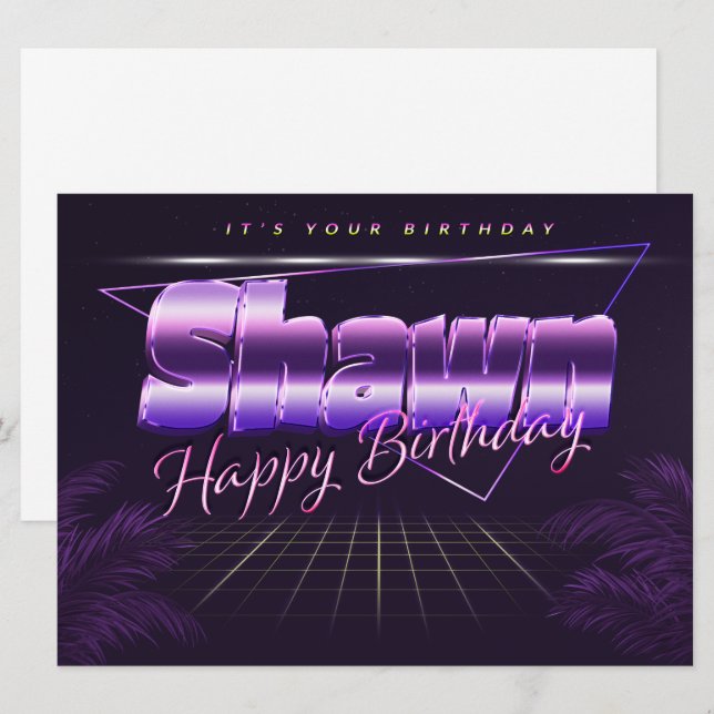 Shawn Name First Name lilac retro card birthday (Front/Back)