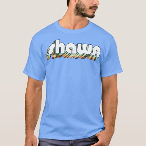 Shawn Retro Rainbow Typography Faded Style T_Shirt