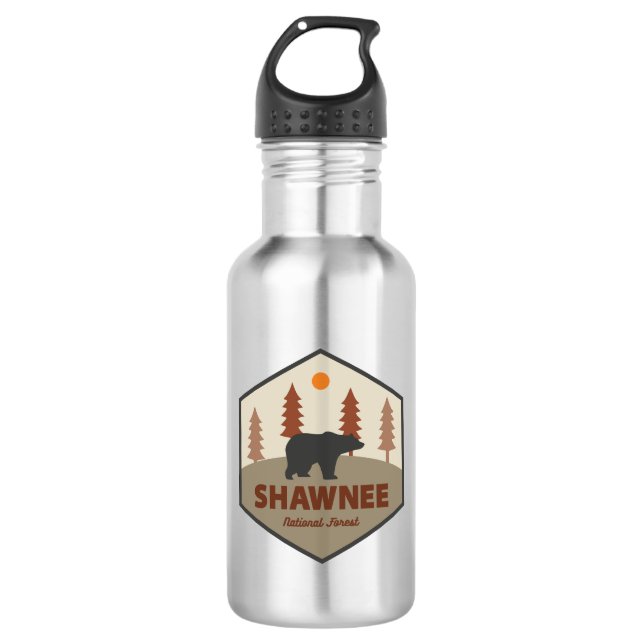 Shawnee National Forest Bear Stainless Steel Water Bottle (Front)