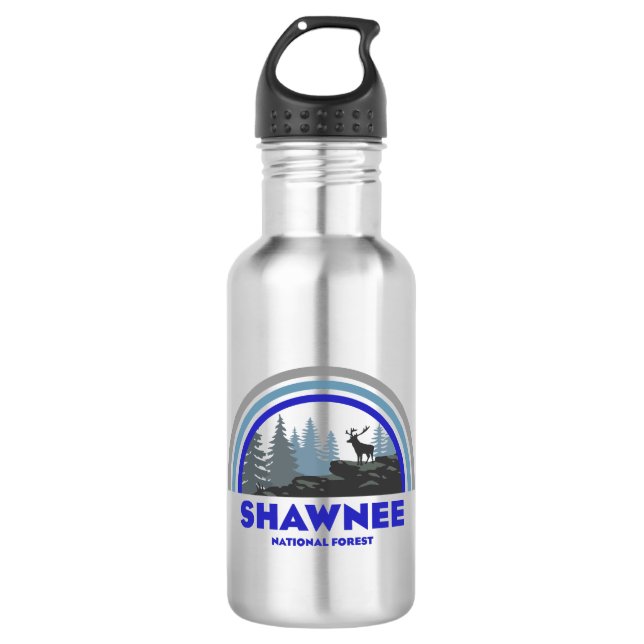 Shawnee National Forest Rainbow Deer Stainless Steel Water Bottle (Front)