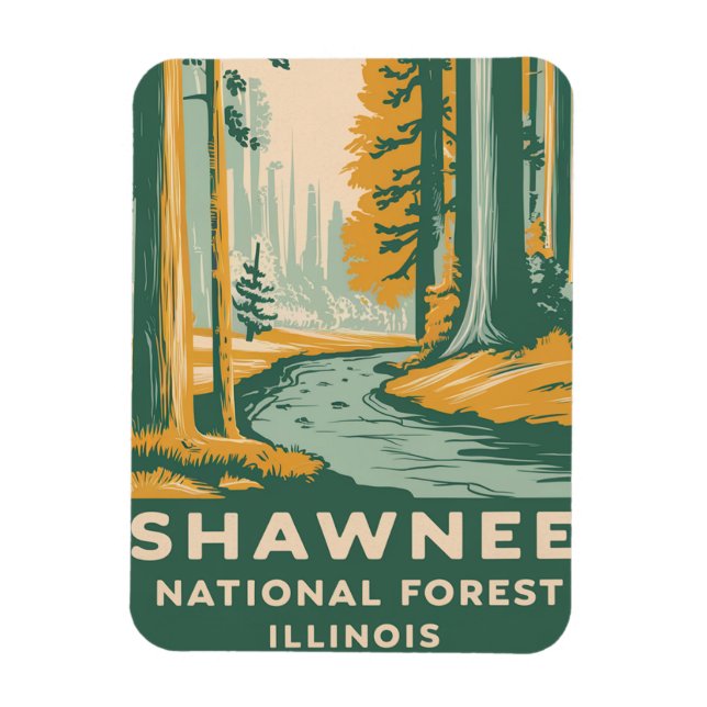 Shawnee National Forest Retro Illustration Magnet (Vertical)