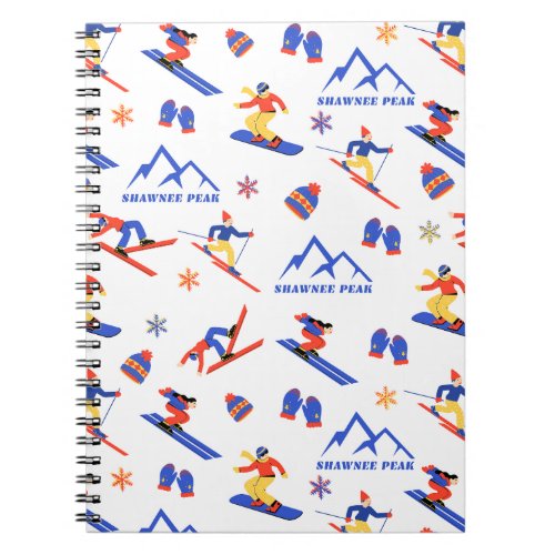 Shawnee Peak Poconos Maine Ski Snowboard Pattern Notebook