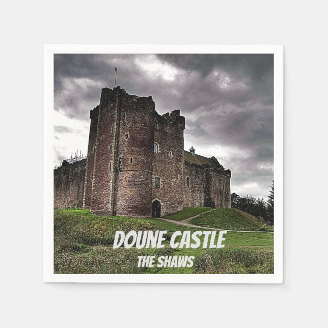 Shaws' Doune Castle, Scotland, Dark Stormy Name Paper Napkins (Front)