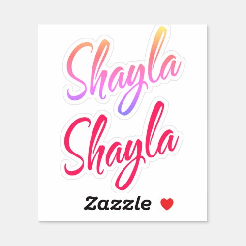 Shayla name cursive lettering x2 sticker