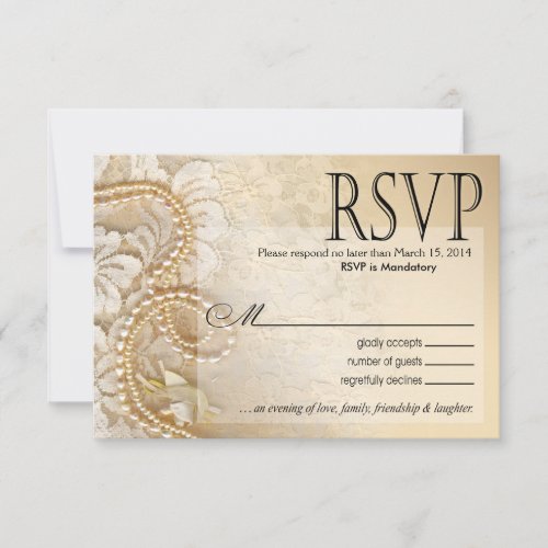 Shayla Pearls and Lace RSVP_1  eggshell RSVP Card