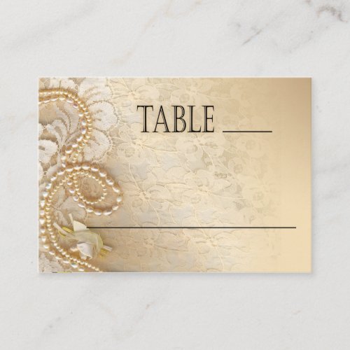 Shayla Pearls  Lace Wedding  eggshell place card