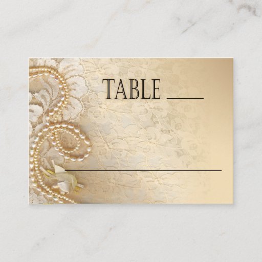 Customizable Shayla Pearls &amp; Lace Wedding | eggshell place card Business Cards
