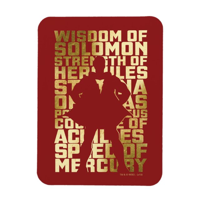 SHAZAM! | Abilities Golden Typography Graphic Magnet (Vertical)