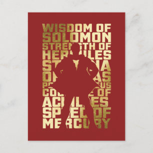SHAZAM!   Abilities Golden Typography Graphic Postcard