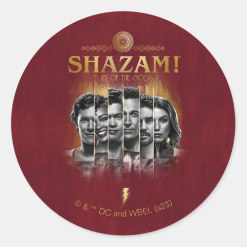 SHAZAM Fury of the Gods  Character Photo Bars Classic Round Sticker