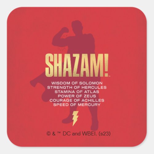 SHAZAM Fury of the Gods  Flexing Silhouette Square Sticker