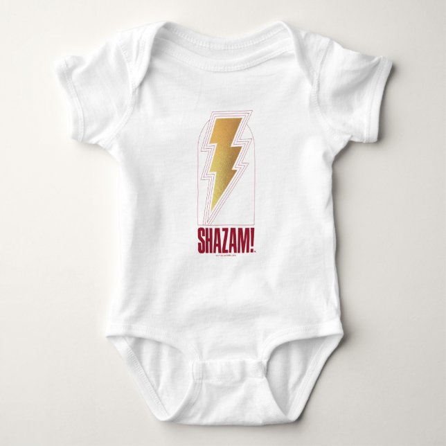 SHAZAM! Fury of the Gods | Lightning Bolt Badge Baby Bodysuit (Front)