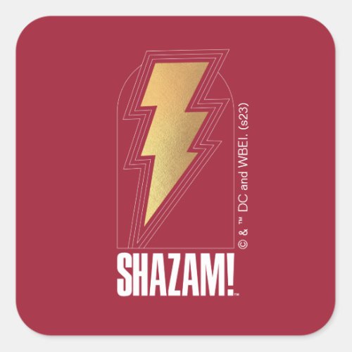 SHAZAM Fury of the Gods  Lightning Bolt Badge Square Sticker