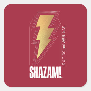 SHAZAM! Fury of the Gods Lightning Bolt Badge Square Sticker