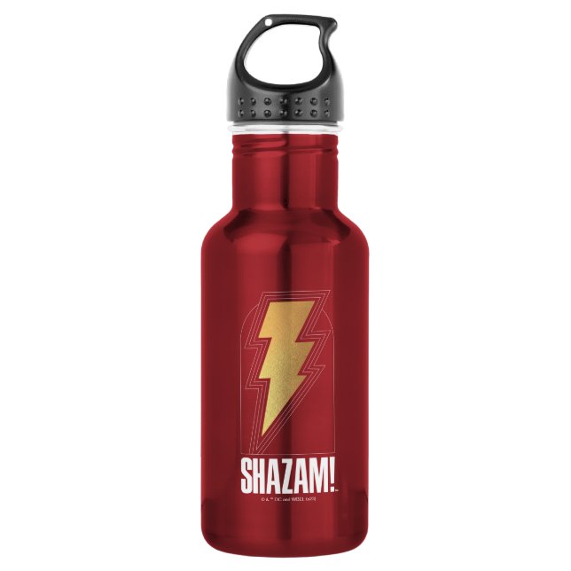SHAZAM! Fury of the Gods | Lightning Bolt Badge Stainless Steel Water Bottle (Front)