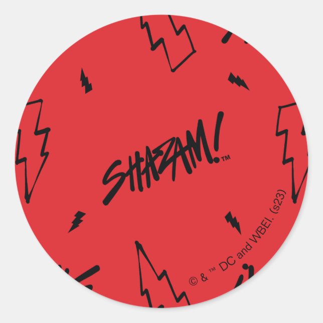 SHAZAM! Fury of the Gods | Marker Doodle Pattern Classic Round Sticker (Front)